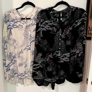 Free People Metallic Blooms Printed Tops